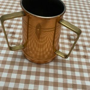 Vintage Copper Mug with Brass Handles